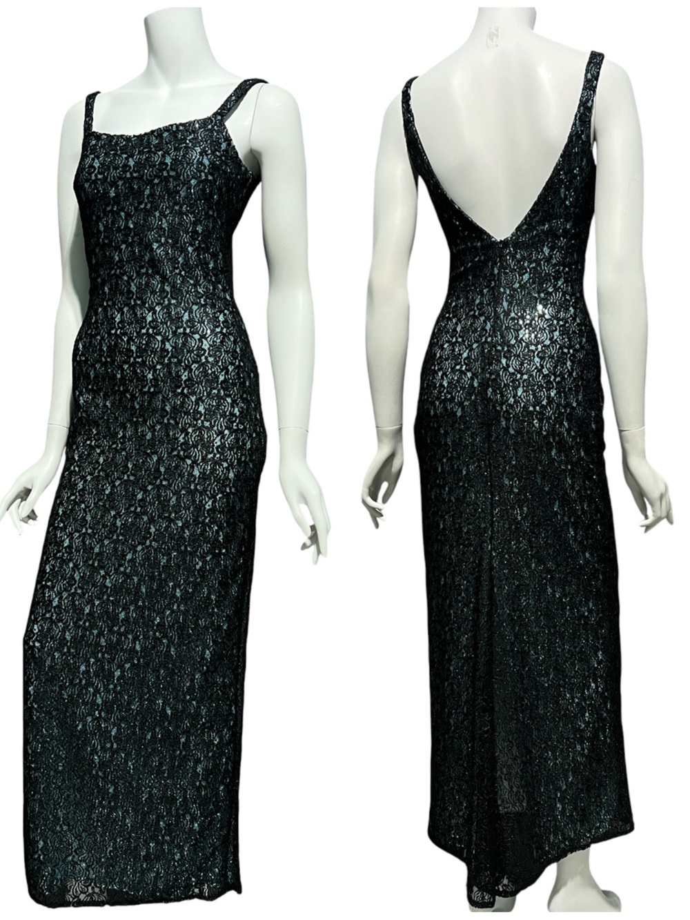 Gunne Sax + Jessica McClintock VINTAGE 90’s Lace Overlay Maxi Dress XS (3/4)